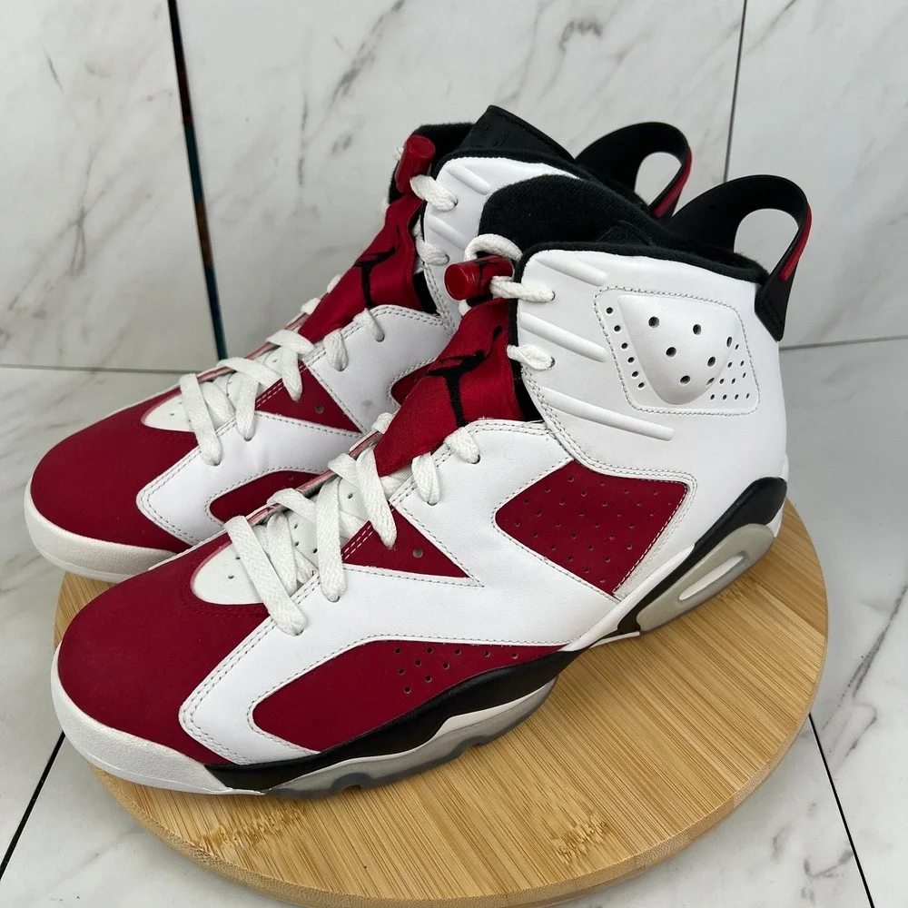 Nike Air Jordan 6 Retro Carmine 2014 Mens Size 12.5 White Red Sneaker 384664-160